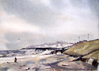 Cold Morning Whitley Bay 9 x 14